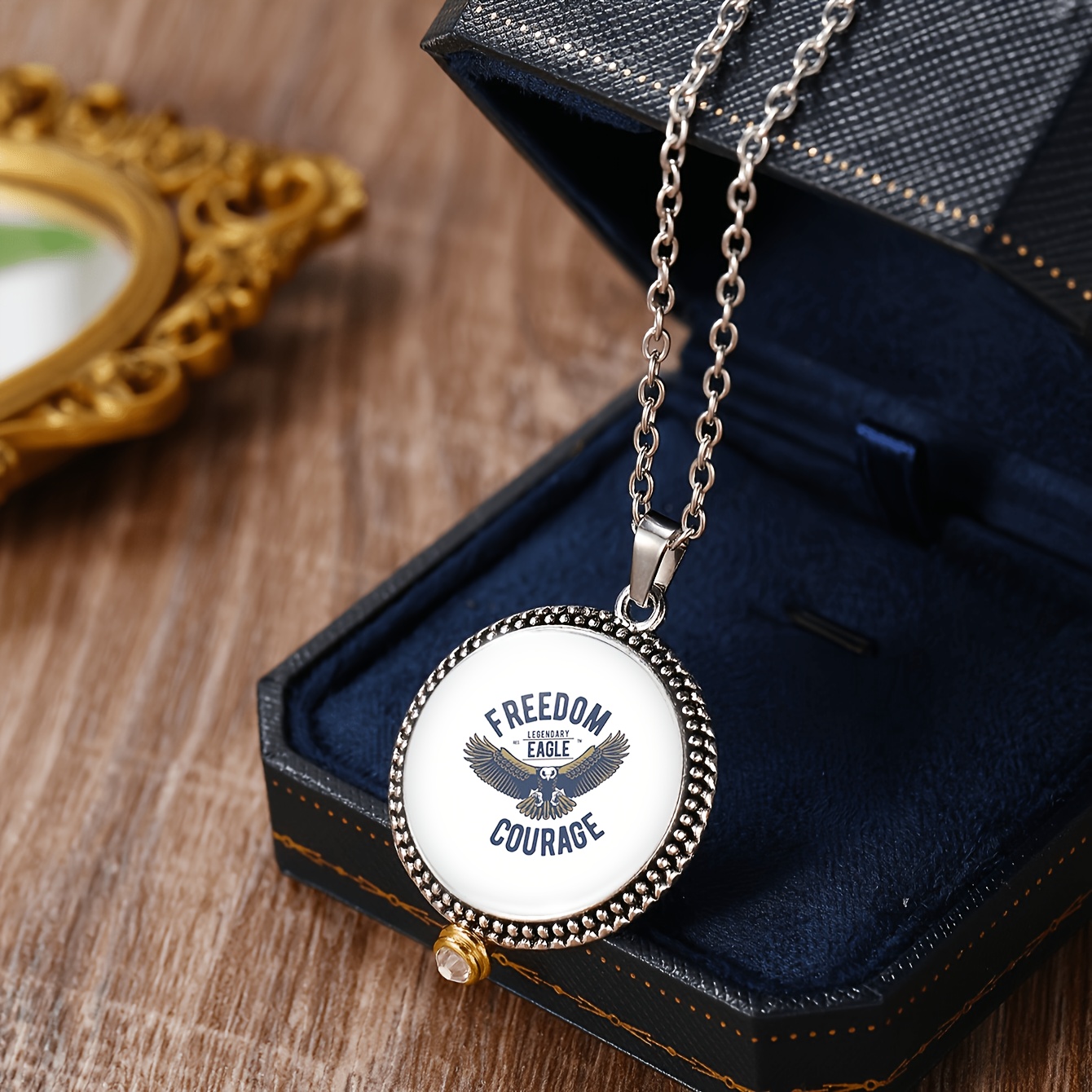 3pc Round Emblem Necklace & Earrings Set for Women